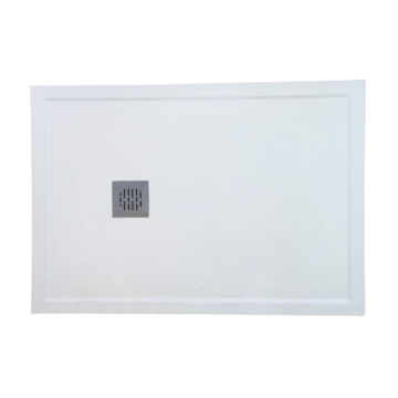 Composiet douchebak met rand Stone ECO 85x125cm Egaal Wit RAL9003 