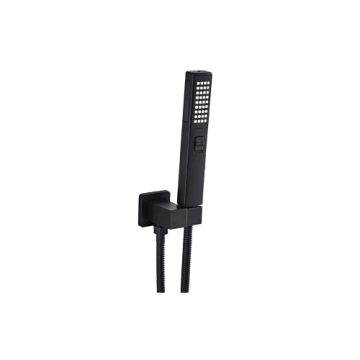 Handdouche set Nero Cuadro mat zwart inclusief houder met waterinlaat en slang 150cm 