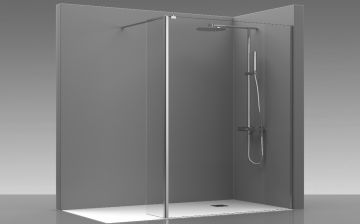 Douchewand Walk In met draaibaar deel