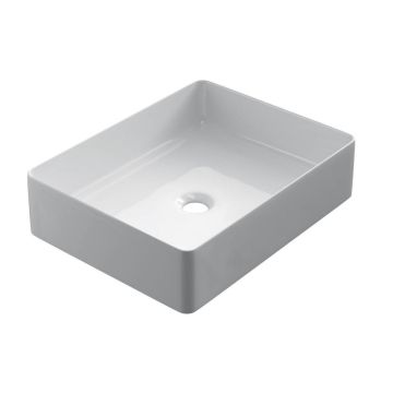 Keramische rechthoekige opbouw waskom Square 47x37cm wit