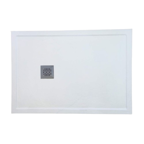Composiet douchebak met rand Stone ECO 85x125cm Egaal Wit RAL9003 
