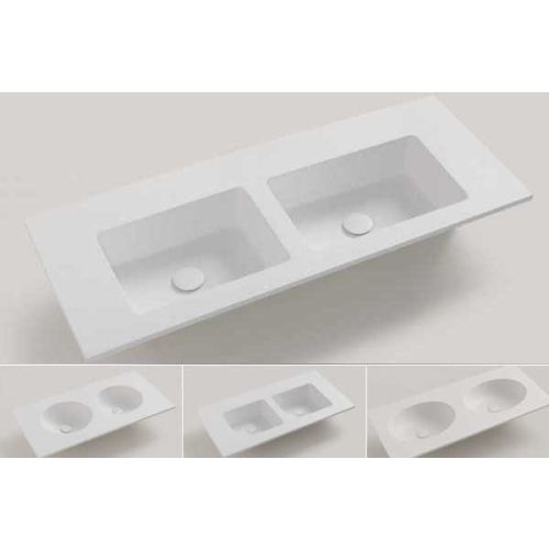 Solid Surface dubbele wastafel op maat  - Celine - tot 51cm diep