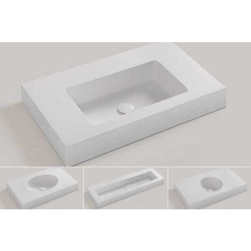 Vrijhangende Solid Surface wastafel op maat Celine - tot 51cm diep