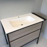 Badmeubelset Eternal 90cm eiken - mat zwart met solid surface wastafel