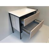 Badmeubelset Eternal 90cm eiken - mat zwart met solid surface wastafel