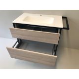 Badmeubelset Eternal 90cm eiken - mat zwart met solid surface wastafel