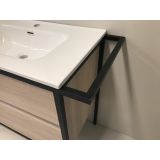 Badmeubelset 2-delig Eternal 90cm eiken - mat zwart, met keramische wastafel