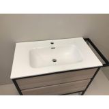 Badmeubelset 2-delig Eternal 90cm eiken - mat zwart, met keramische wastafel