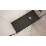 Composiet douchebak Solid, structuur Hout, kleur antraciet