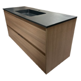 Badmeubel Kalipso 120cm Nogal met composiet wastafel antraciet