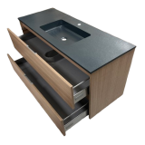 Badmeubel Kalipso 120cm Nogal met composiet wastafel antraciet