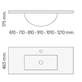 Keramische wastafel Milan, Breedte 51-61-81-101-121, Diepte 46cm, wit glans