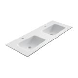 Solid Surface dubbele wastafel Florence 121x46cm mat wit